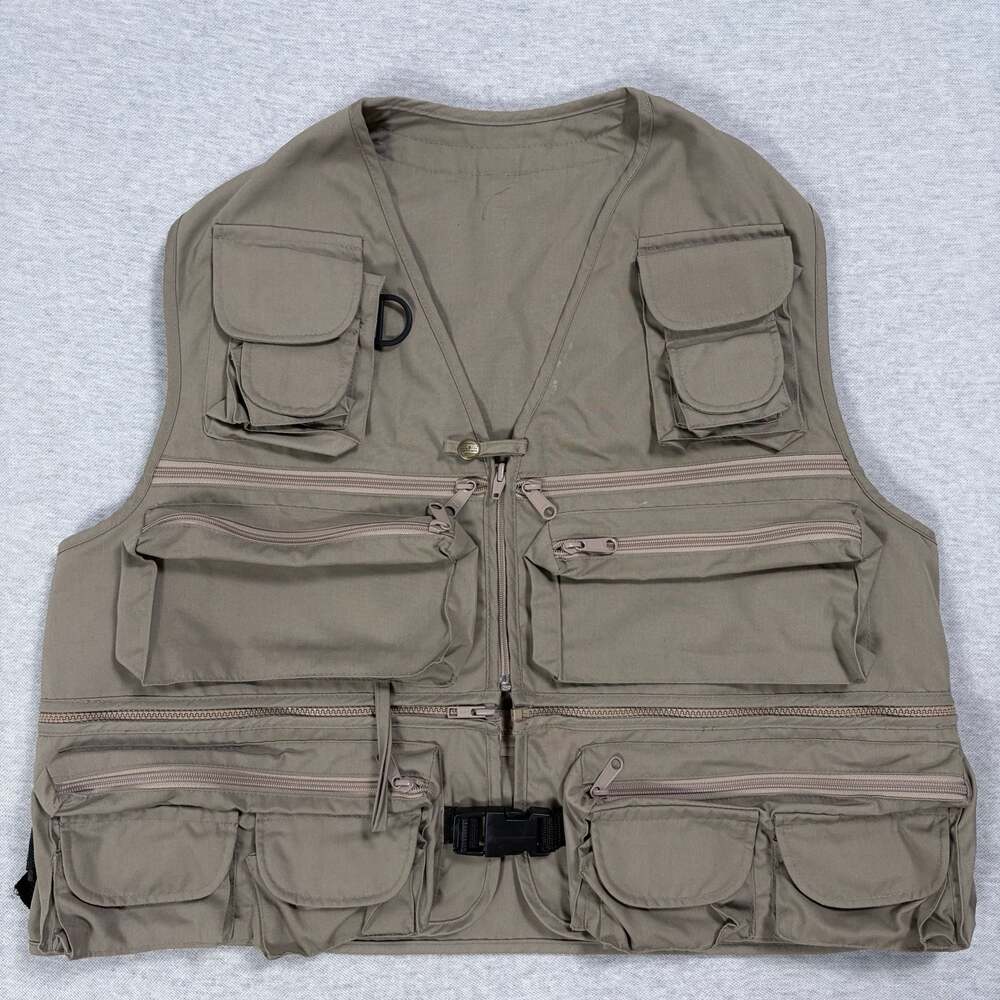 Vintage L.L. Bean Multipocket Fishing Travel Utility Vest Khaki